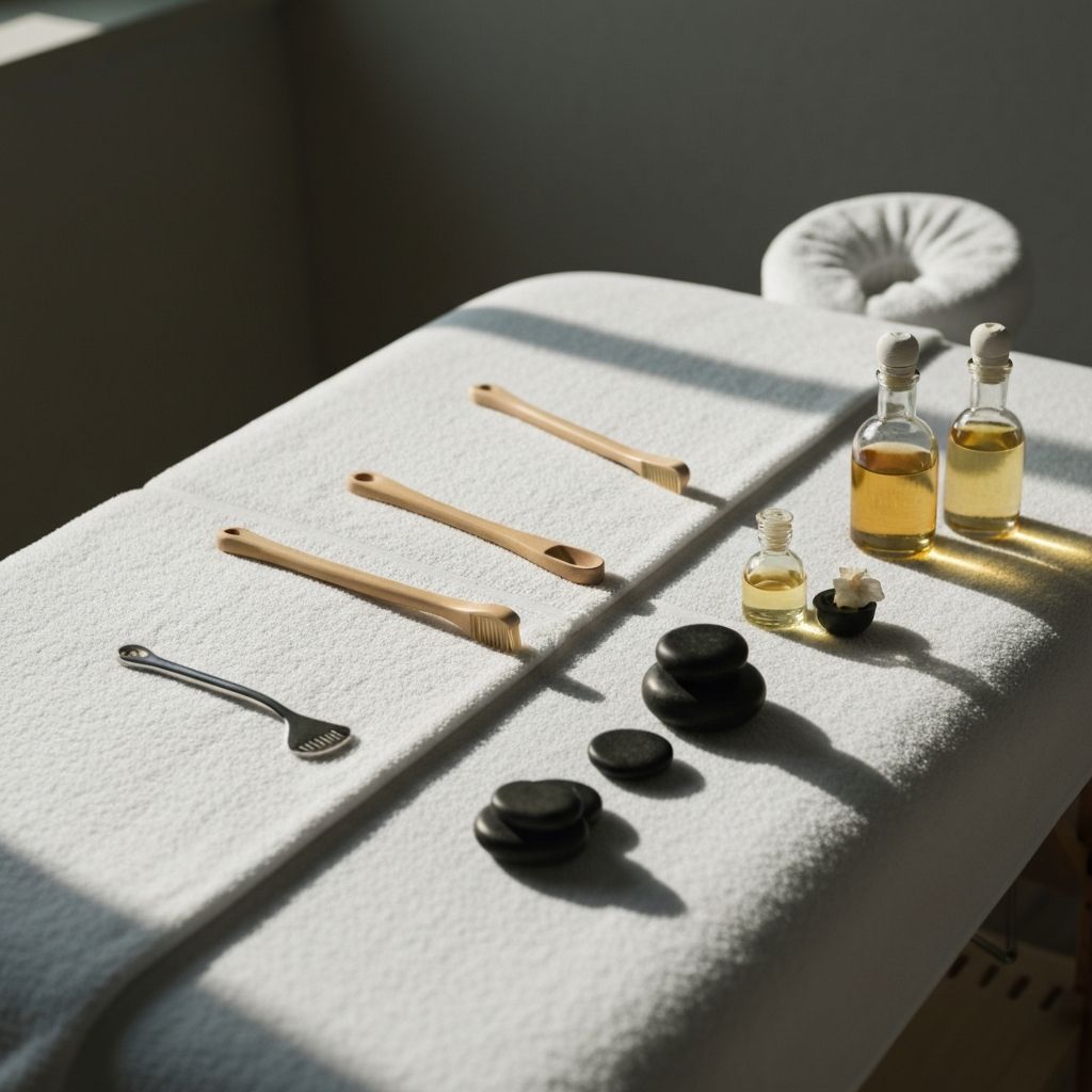 Spa massage setting with oils and therapeutic elements